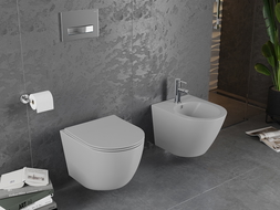 Mexen Lena bol de WC Rimless avec siège slim à fermeture lente, duroplast, Gris clair mat - 30224061