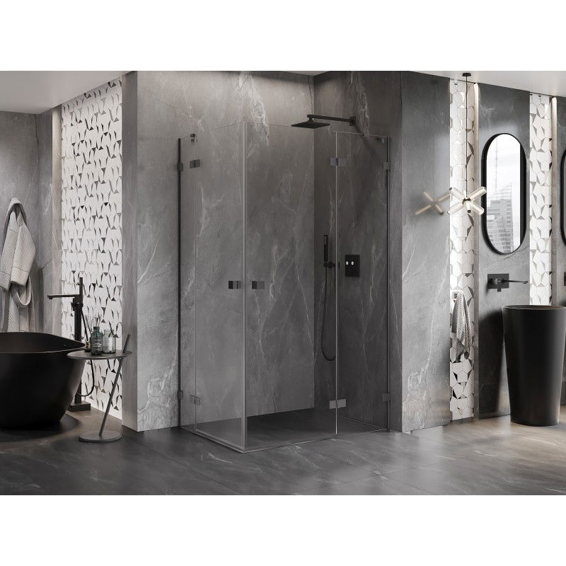 Mexen Lunar Douche cabine pivotante droite 120 x 75 cm, transparent, gun metal - 834-120P-075L-95-00