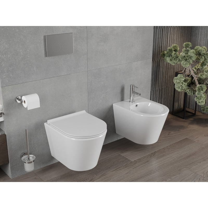 Mexen Rico cuvette WC sans rebord avec abattant à descente lente slim, duroplast, blanc brillant - 30720500