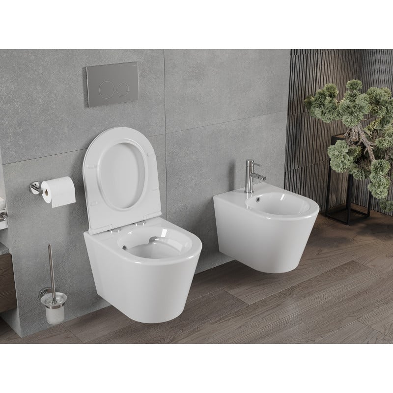 Mexen Rico cuvette WC sans rebord avec abattant à descente lente slim, duroplast, blanc brillant - 30720500