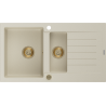 Mexen Matias évier en granit à 1,5 cuvette avec égouttoir 900 x 505 mm, Beige, siphon Or - 6502901505-69-G