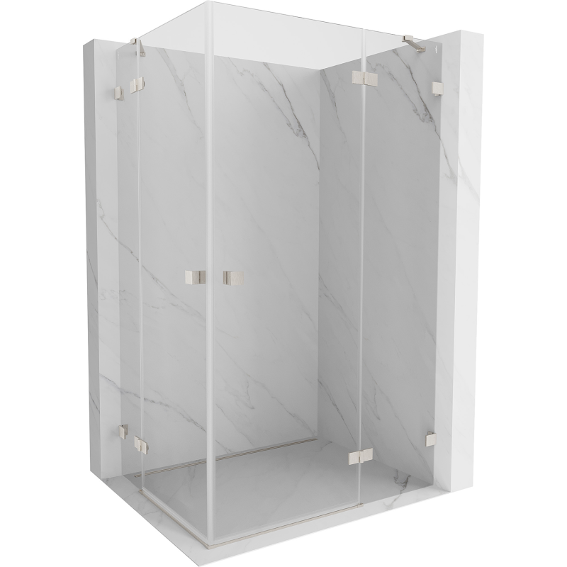 Mexen Lunar Cabine de douche duo porte battante droite 100 x 90 cm, transparent, nickel brossé - 834-100P-090L-97-00