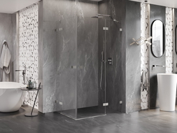 Mexen Lunar Duo cabine de douche pivotante droite 110 x 105 cm, transparent, nickel brossé - 834-110P-105L-97-00