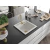Mexen Vito évier de cuisine en granit 1 bac 520 x 490 mm, blanc, siphon doré - 6503521000-20-G