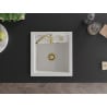 Mexen Vito évier de cuisine en granit 1 bac 520 x 490 mm, blanc, siphon doré - 6503521000-20-G