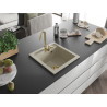 Mexen Vito évier en granit 1 bac 520 x 490 mm, beige, siphon doré - 6503521000-69-G