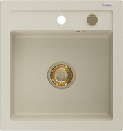 Mexen Vito évier en granit à 1 cuve 520 x 490 mm, Beige, siphon Or - 6503521000-69-G