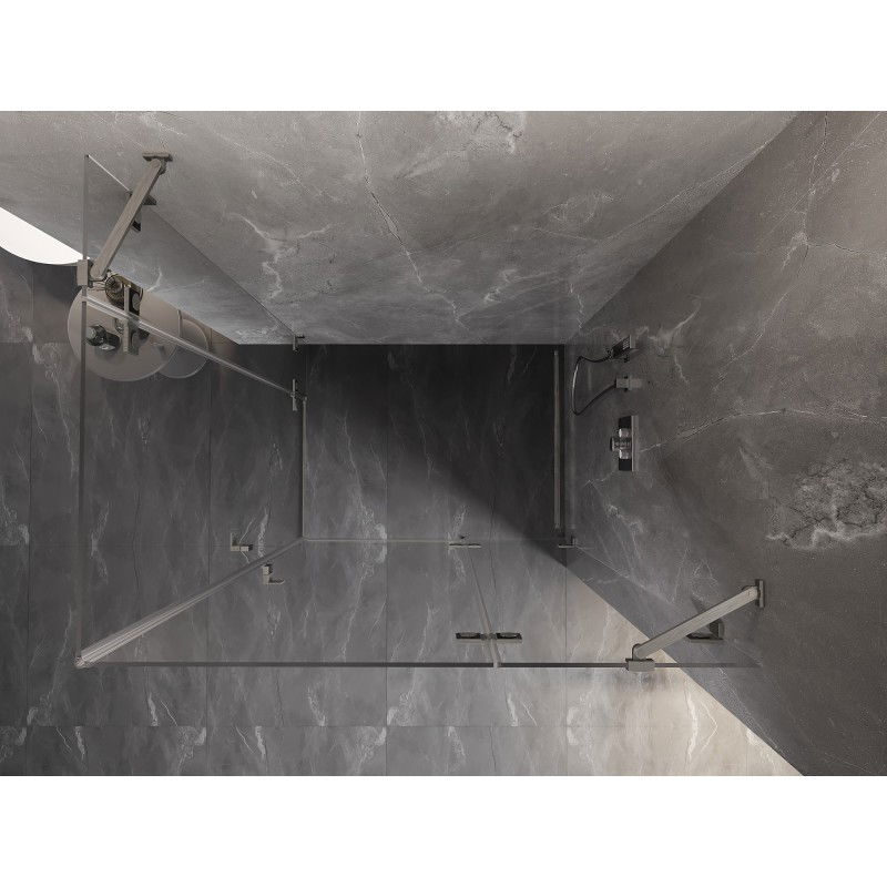 Mexen Lunar Duo cabine de douche pivotante droite 115 x 80 cm, transparent, nickel brossé - 834-115P-080L-97-00