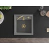 Mexen Vito évier en granit 1 bac 520 x 490 mm, gris, siphon doré - 6503521000-71-G