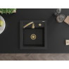 Mexen Vito évier en granit 1 bac 520 x 490 mm, noir/métallisé argent, siphon doré - 6503521000-73-G