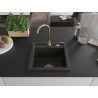 Mexen Vito évier en granit 1 bac 520 x 490 mm, noir/doré métallisé, siphon doré - 6503521000-75-G