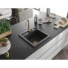 Mexen Vito évier en granit à 1 bac 520 x 490 mm, noir moucheté, siphon doré - 6503521000-76-G