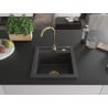 Mexen Vito évier en granit 1 bac 520 x 490 mm, noir moucheté, siphon doré - 6503521000-76-G