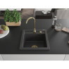 Mexen Vito évier en granit à 1 bac 520 x 490 mm, noir moucheté, siphon doré - 6503521000-76-G
