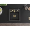Mexen Vito évier en granit 1 bac 520 x 490 mm, noir moucheté, siphon doré - 6503521000-76-G