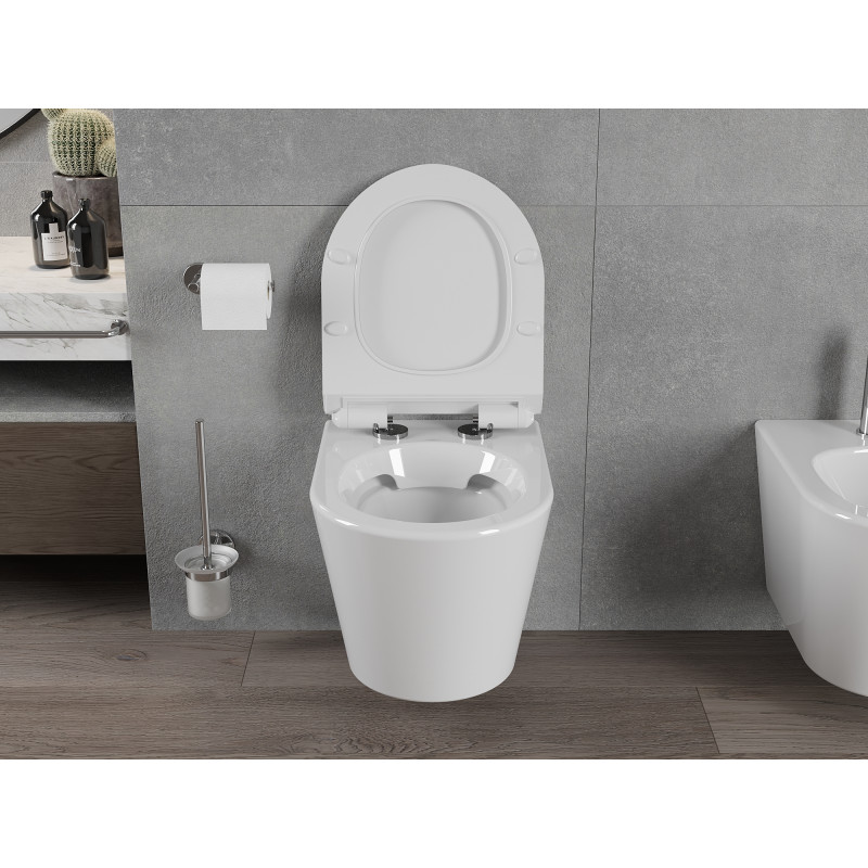 Mexen Rico cuvette WC sans rebord avec abattant à descente ralentie slim, duroplast, blanc brillant - 30720100