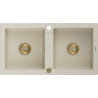 Mexen Mario Évier de cuisine en granit 2 bacs 820 x 436 mm, beige, siphon doré - 6504822000-69-G