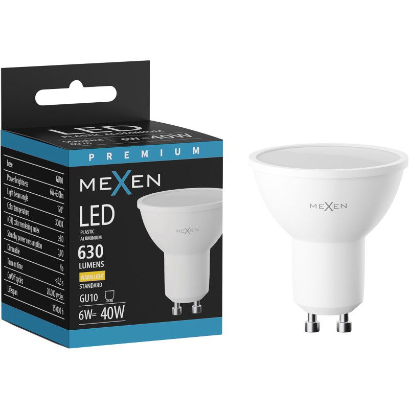Mexen Nova Ampoule LED GU10, 6W, Chaude - 3000K, 630 lm - L107-GU10-0630-01