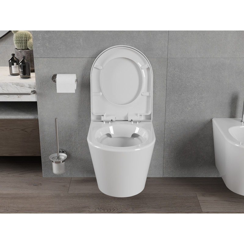 Mexen Rico cuvette WC Rimless avec abattant à descente lente, dur en duroplast, blanc brillant - 30720200