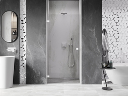 Mexen Lunar-B porte de douche battante gauche 55 cm, transparente, blanche - 832-055-000-20-00-L