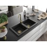 Mexen Mario évier en granit 2 bacs 820 x 436 mm, noir, siphon doré - 6504822000-77-G