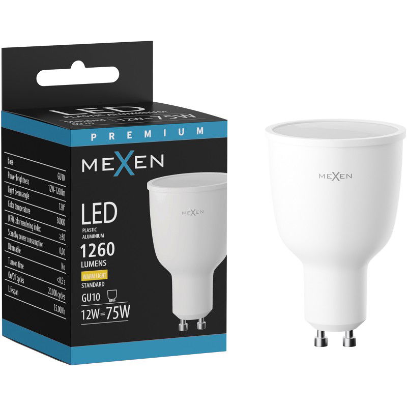 Mexen Nova Ampoule LED GU10, 12W, Chaude - 3000K, 1260 lm - L108-GU10-1230-01
