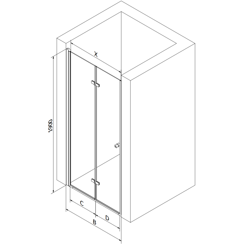 Mexen Lima porte de douche pliante 70 cm, transparent, chromé - 856-070-000-01-00