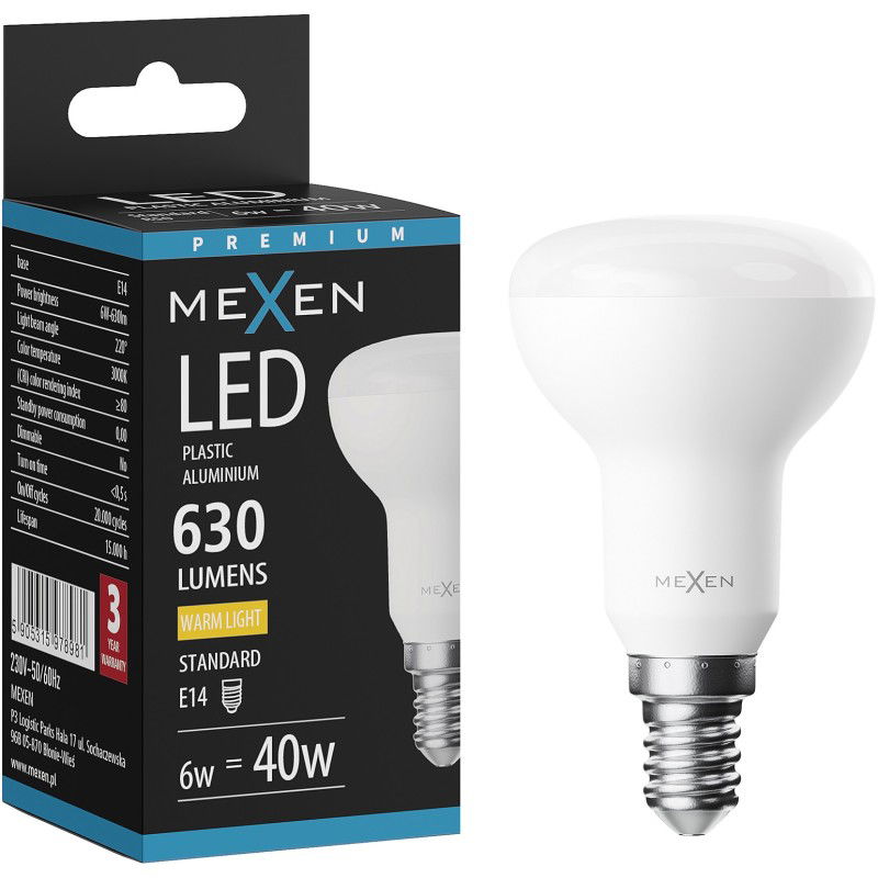 Mexen Nova Ampoule LED E14, R50, 6W, Chaude - 3000K, 630 lm - L103-E14-0630-01