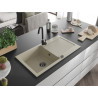 Mexen Leo évier en granit à 1 bac avec égouttoir 900 x 500 mm, beige, siphon noir - 6501901010-69-B