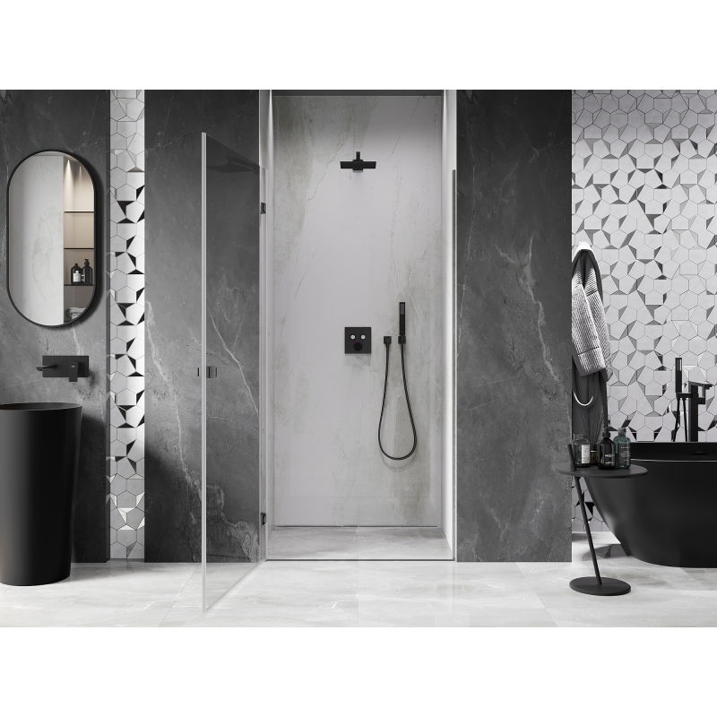Mexen Lunar-B porte de douche battante gauche 45 cm, transparent, gris canon brossé - 832-045-000-66-00-L