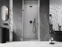 Mexen Lunar-B porte de douche pivotante gauche 50 cm, transparent, gris fusil brossé - 832-050-000-66-00-L