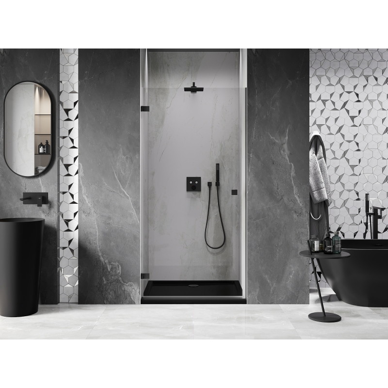 Mexen Lunar-B porte de douche pivotante gauche 45 cm, transparent, noir - 832-045-000-70-00-L