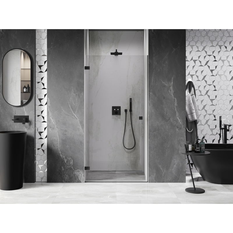 Mexen Lunar-B porte de douche battante gauche 55 cm, transparente, noire - 832-055-000-70-00-L