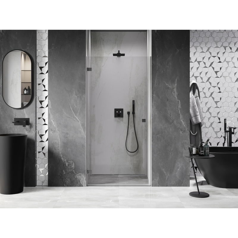 Mexen Lunar-B porte de douche pivotante gauche 55 cm, transparent, métal gun - 832-055-000-95-00-L