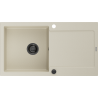 Mexen Leo évier en granit à 1 cuve avec égouttoir 900 x 500 mm, Beige, siphon Noir - 6501901010-69-B