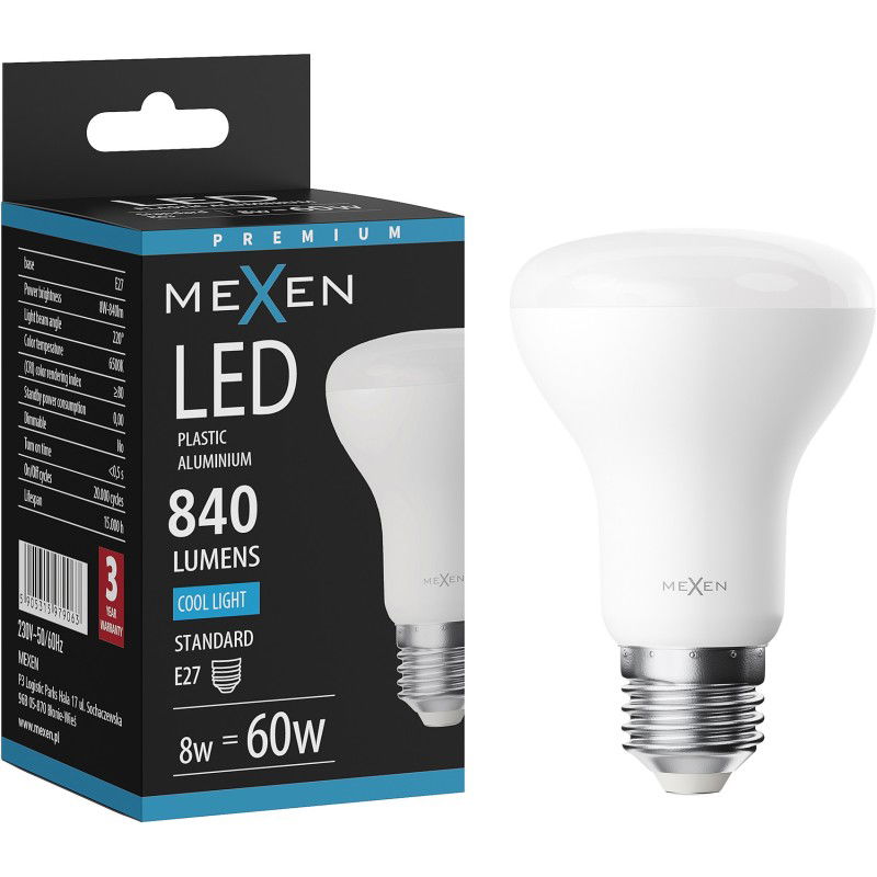 Mexen Nova Ampoule LED E27, R63, 8W, Froide - 6500K, 840 lm - L104-E27-0865-01