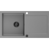 Mexen Leo évier en granit 1 bac avec égouttoir 900 x 500 mm, gris, siphon noir - 6501901010-71-B