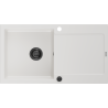 Mexen Leo évier en granit 1 bac avec égouttoir 900 x 500 mm, blanc, siphon noir - 6501901010-20-B