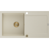 Mexen Leo évier en granit 1 bac avec égouttoir 900 x 500 mm, beige, siphon doré - 6501901010-69-G