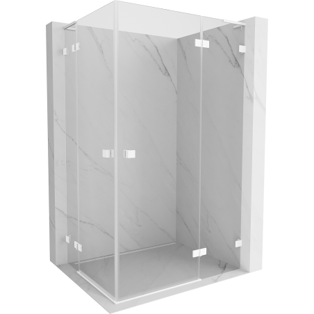 Mexen Lunar L Duo cabine de douche pivotante droite 85 x 75 cm, transparent, blanc - 834L-085P-075L-20-00
