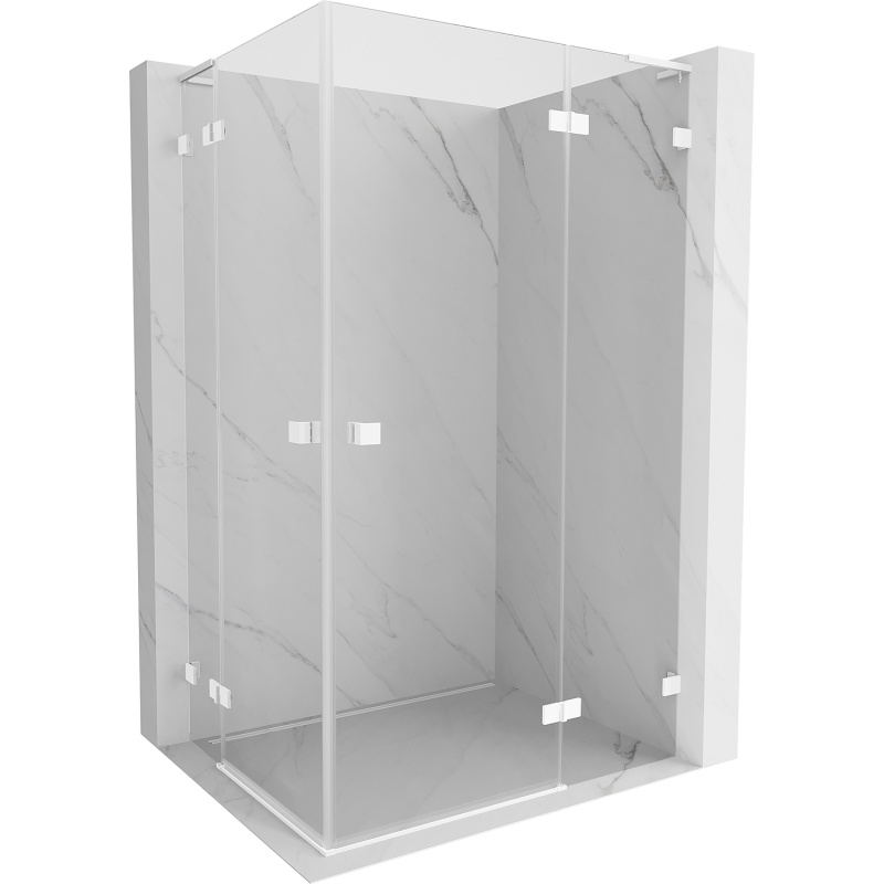 Mexen Lunar L Duo cabine de douche pliante droite 100 x 90 cm, transparent, blanc - 834L-100P-090L-20-00
