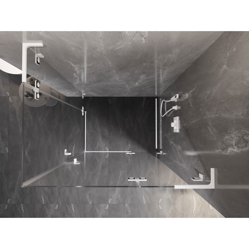 Mexen Lunar L Duo cabine de douche pivotante droite 105 x 70 cm, transparent, blanc - 834L-105P-070L-20-00