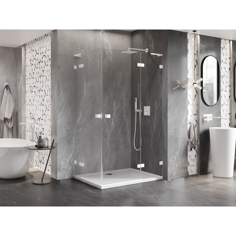 Mexen Lunar L Duo cabine de douche pivotante droite 120 x 100 cm, transparent, blanche - 834L-120P-100L-20-00