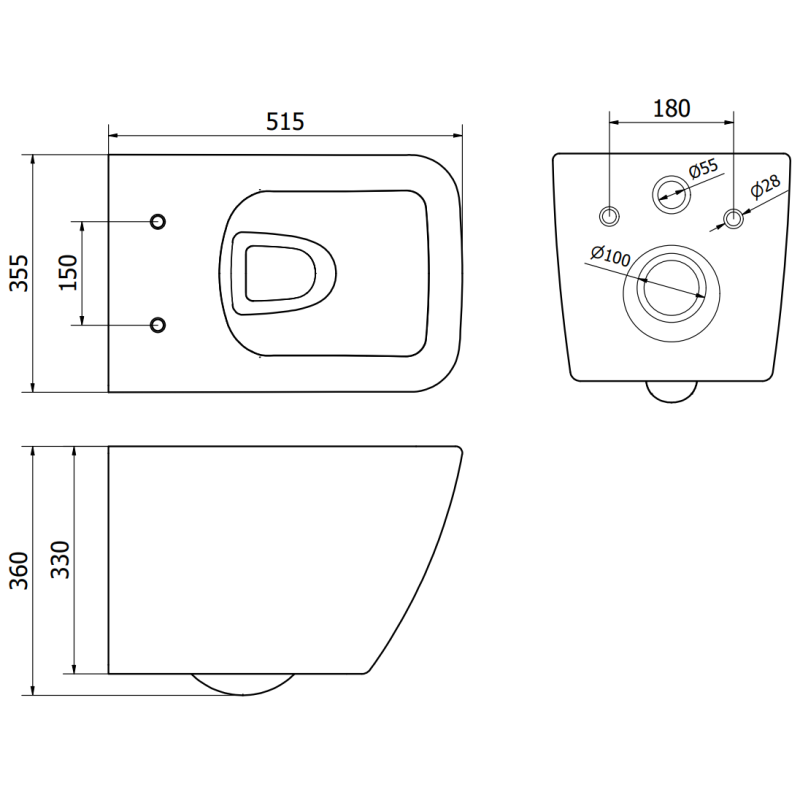 Mexen Vega ensemble WC encastré Fenix XS-F avec cadre, cuvette WC et abattant à fermeture lente, blanc brillant - 68030654000