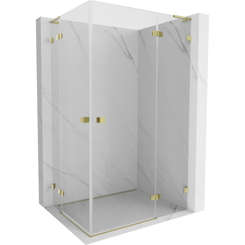 Mexen Lunar L Cabine de douche Duo battante droite 100 x 80 cm, transparent, dorée - 834L-100P-080L-50-00