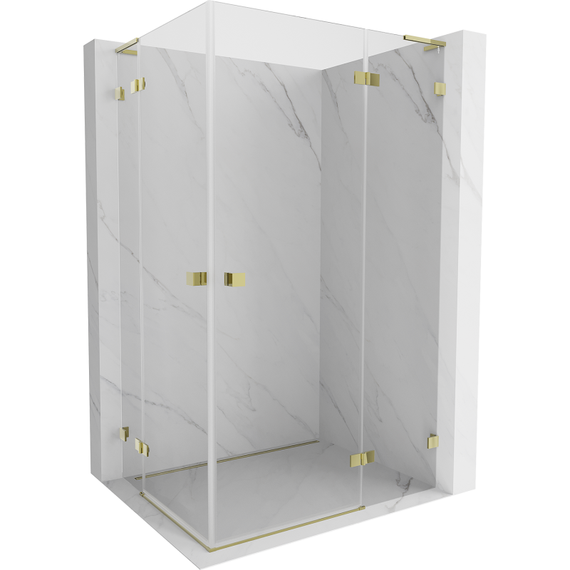 Mexen Lunar L Duo cabine de douche pivotante droite 110 x 75 cm, transparent, dorée - 834L-110P-075L-50-00