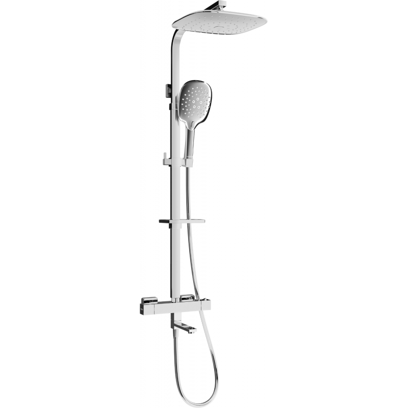 Mexen CQ22 ensemble baignoire-douche avec pomme de douche et robinet thermostatique, chrome - 779102295-00