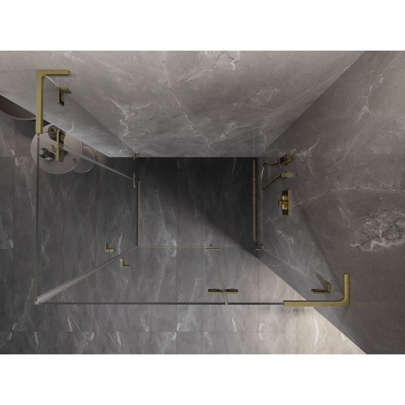 Mexen Lunar L Duo cabine de douche pivotante droite 80 x 70 cm, transparent, or brossé - 834L-080P-070L-55-00