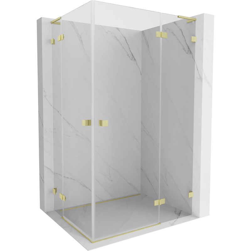 Mexen Lunar L Duo cabine de douche pivotante droite 85 x 70 cm, transparente, or brossé - 834L-085P-070L-55-00