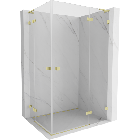 Mexen Lunar L Duo cabine de douche pivotante droite 90 x 75 cm, transparent, or brossé - 834L-090P-075L-55-00